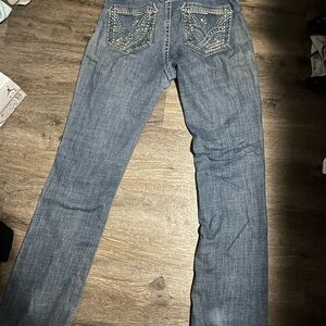 Women's Blue Jeans with Embellished Pockets